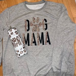 Grey Dog Mama Sweatshirt with matching 20oz Dog Mama cup